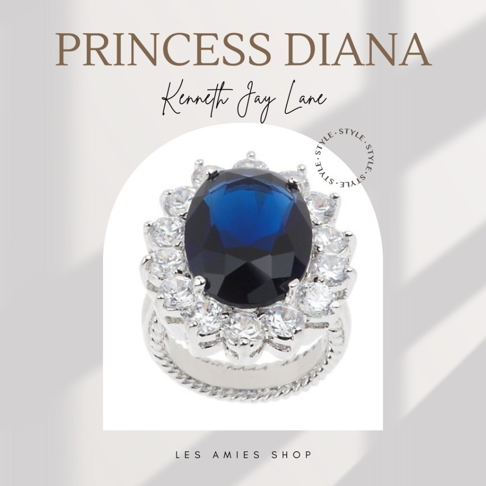 Kenneth Jay Lane Princess Diana Simulated Sapphire Engagement Ring